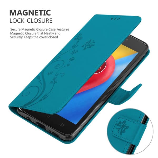 Deksel til Motorola MOTO C Lommebokdeksel i blomster design med magnetisk lukking, stativfunksjon og kortplasser