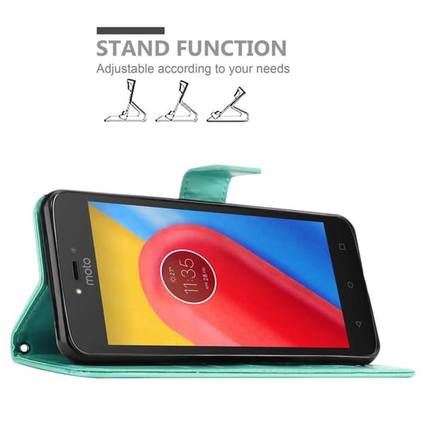 Deksel til Motorola MOTO C Lommebokdeksel i blomster design med magnetisk lukking, stativfunksjon og kortplasser