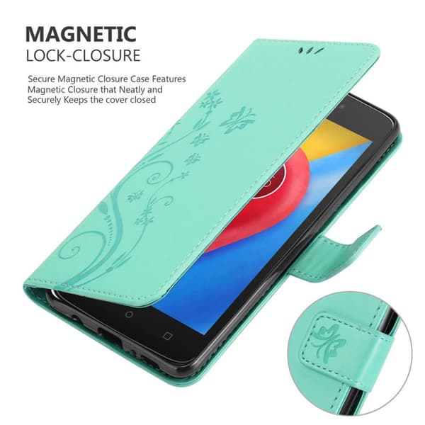 Deksel til Motorola MOTO C Lommebokdeksel i blomster design med magnetisk lukking, stativfunksjon og kortplasser