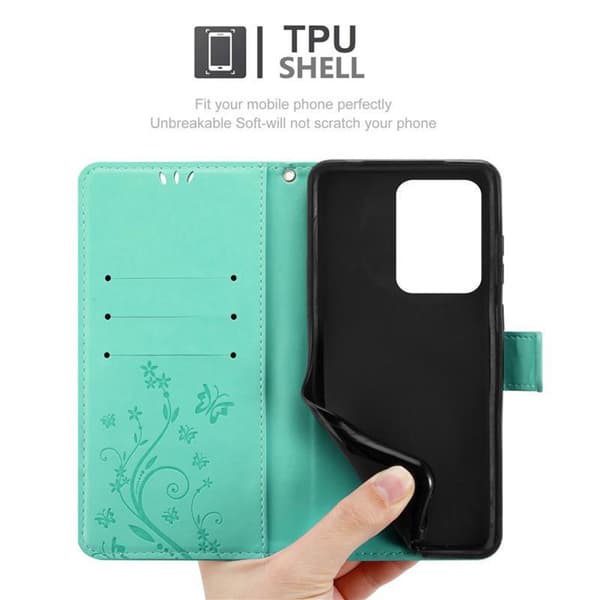 Deksel til Samsung Galaxy S20 ULTRA Lommebokdeksel i blomster design med magnetisk lukking, stativfunksjon og kortplasser
