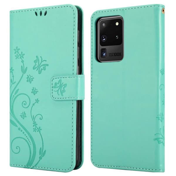 Deksel til Samsung Galaxy S20 ULTRA Lommebokdeksel i blomster design med magnetisk lukking, stativfunksjon og kortplasser