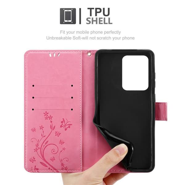 Deksel til Samsung Galaxy S20 ULTRA Lommebokdeksel i blomster design med magnetisk lukking, stativfunksjon og kortplasser