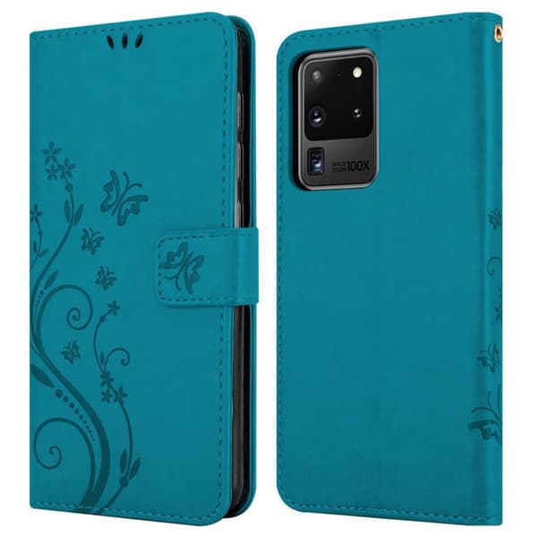 Deksel til Samsung Galaxy S20 ULTRA Lommebokdeksel i blomster design med magnetisk lukking, stativfunksjon og kortplasser