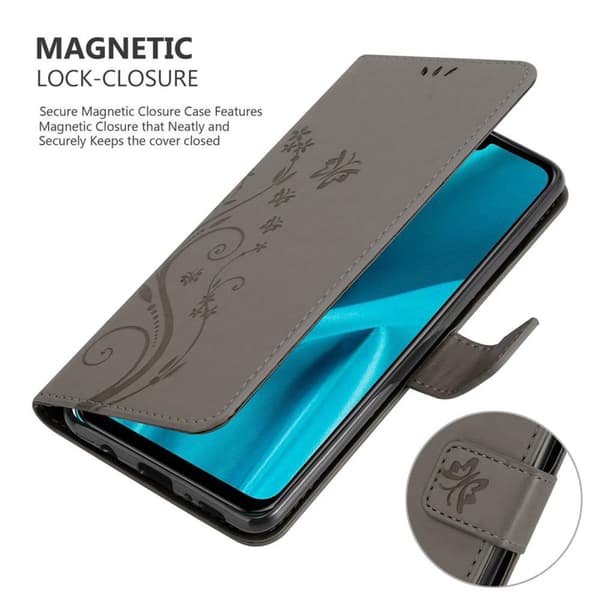 Huawei Y9 2019 Skal Fodral i blomdesign Mobilskydd Case Cover med magnetisk stängning, ståfunktion och kortplatser