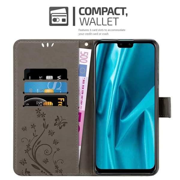 Huawei Y9 2019 Skal Fodral i blomdesign Mobilskydd Case Cover med magnetisk stängning, ståfunktion och kortplatser