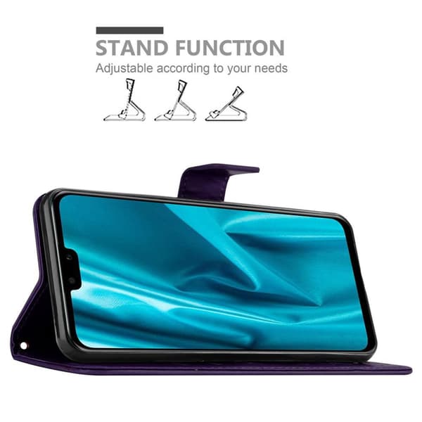 Huawei Y9 2019 Skal Fodral i blomdesign Mobilskydd Case Cover med magnetisk stängning, ståfunktion och kortplatser