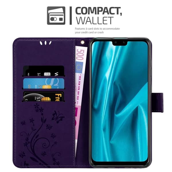 Huawei Y9 2019 Skal Fodral i blomdesign Mobilskydd Case Cover med magnetisk stängning, ståfunktion och kortplatser