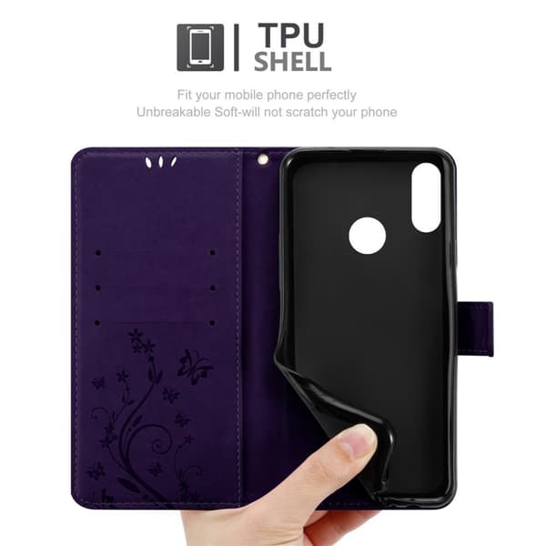 Huawei Y9 2019 Skal Fodral i blomdesign Mobilskydd Case Cover med magnetisk stängning, ståfunktion och kortplatser