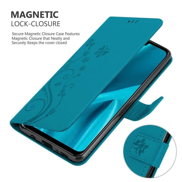 Huawei Y9 2019 Skal Fodral i blomdesign Mobilskydd Case Cover med magnetisk stängning, ståfunktion och kortplatser