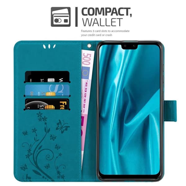 Huawei Y9 2019 Skal Fodral i blomdesign Mobilskydd Case Cover med magnetisk stängning, ståfunktion och kortplatser