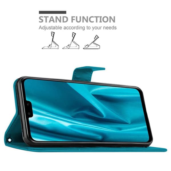 Huawei Y9 2019 Skal Fodral i blomdesign Mobilskydd Case Cover med magnetisk stängning, ståfunktion och kortplatser