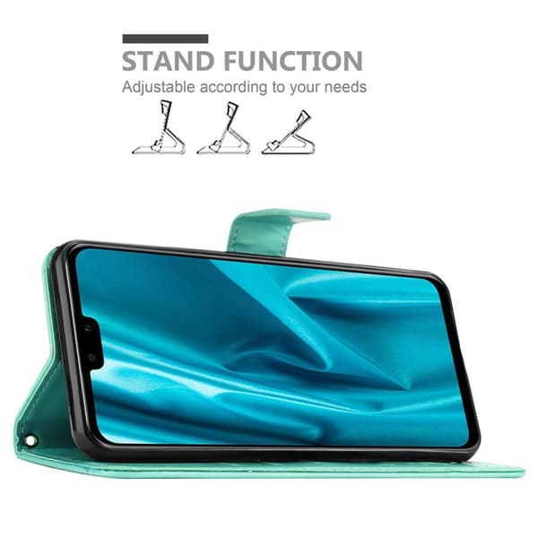 Huawei Y9 2019 Skal Fodral i blomdesign Mobilskydd Case Cover med magnetisk stängning, ståfunktion och kortplatser