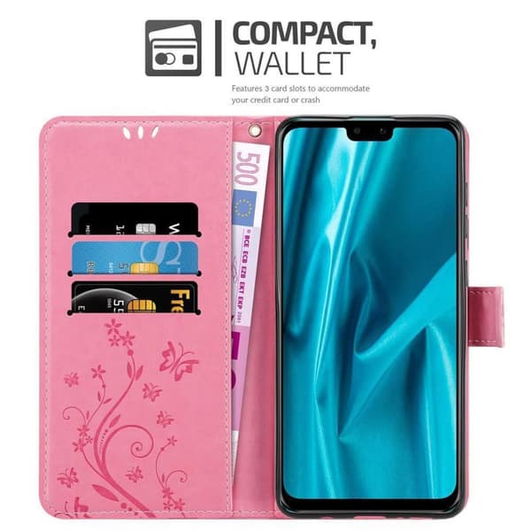 Huawei Y9 2019 Skal Fodral i blomdesign Mobilskydd Case Cover med magnetisk stängning, ståfunktion och kortplatser