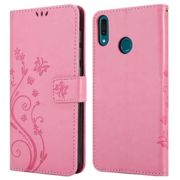 Huawei Y9 2019 Skal Fodral i blomdesign Mobilskydd Case Cover med magnetisk stängning, ståfunktion och kortplatser