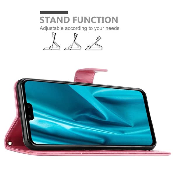 Huawei Y9 2019 Skal Fodral i blomdesign Mobilskydd Case Cover med magnetisk stängning, ståfunktion och kortplatser