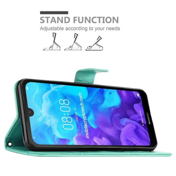 Deksel til Huawei Y6 PRO 2019 Lommebokdeksel i blomster design med magnetisk lukking, stativfunksjon og kortplasser