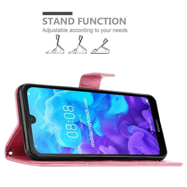 Deksel til Huawei Y6 PRO 2019 Lommebokdeksel i blomster design med magnetisk lukking, stativfunksjon og kortplasser