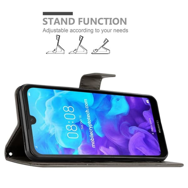Deksel til Huawei Y6 PRO 2019 Lommebokdeksel i blomster design med magnetisk lukking, stativfunksjon og kortplasser
