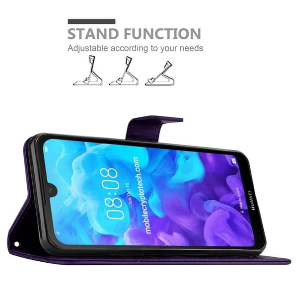 Deksel til Huawei Y6 PRO 2019 Lommebokdeksel i blomster design med magnetisk lukking, stativfunksjon og kortplasser