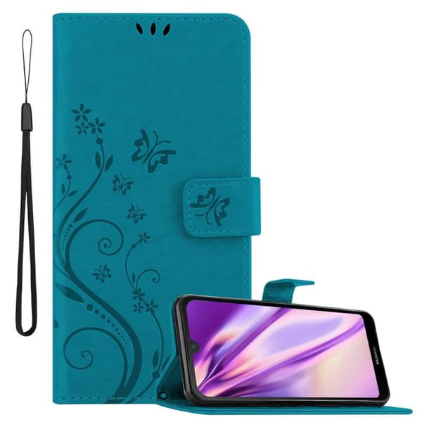 Deksel til Huawei Y6 PRO 2019 Lommebokdeksel i blomster design med magnetisk lukking, stativfunksjon og kortplasser