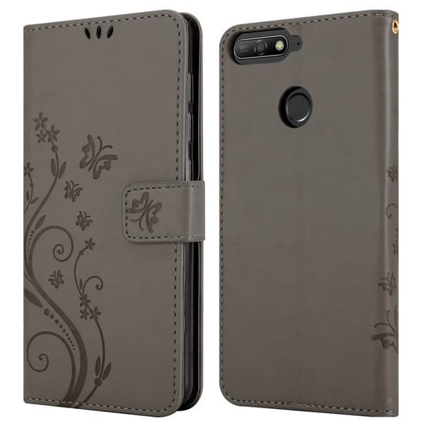 Deksel til Honor 7A / Huawei Y6 PRIME 2018 Lommebokdeksel i blomster design med magnetisk lukking, stativfunksjon og kortplasser