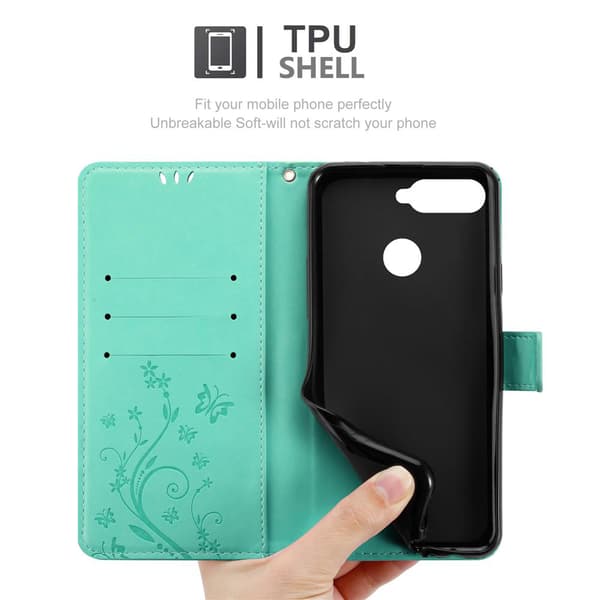 Honor 7A / Huawei Y6 PRIME 2018 Skal Fodral i blomdesign Mobilskydd Case Cover med magnetisk stängning, ståfunktion och kortplatser