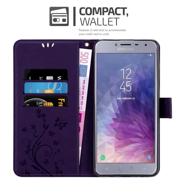 Samsung Galaxy J4 2018 Skal Fodral i blomdesign Mobilskydd Case Cover med magnetisk stängning, ståfunktion och kortplatser