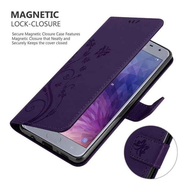 Samsung Galaxy J4 2018 Skal Fodral i blomdesign Mobilskydd Case Cover med magnetisk stängning, ståfunktion och kortplatser