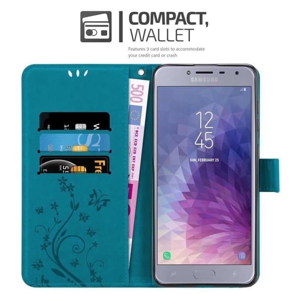 Samsung Galaxy J4 2018 Skal Fodral i blomdesign Mobilskydd Case Cover med magnetisk stängning, ståfunktion och kortplatser