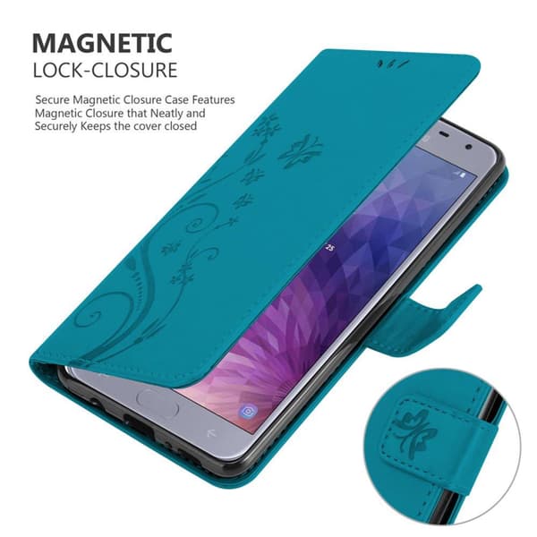 Samsung Galaxy J4 2018 Skal Fodral i blomdesign Mobilskydd Case Cover med magnetisk stängning, ståfunktion och kortplatser