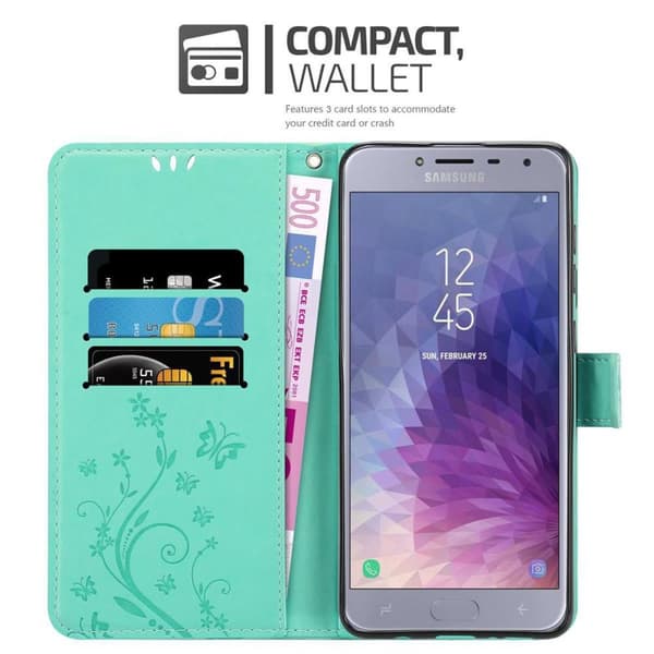 Samsung Galaxy J4 2018 Skal Fodral i blomdesign Mobilskydd Case Cover med magnetisk stängning, ståfunktion och kortplatser