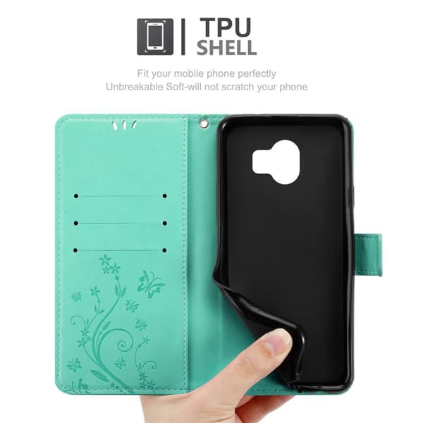 Samsung Galaxy J4 2018 Skal Fodral i blomdesign Mobilskydd Case Cover med magnetisk stängning, ståfunktion och kortplatser