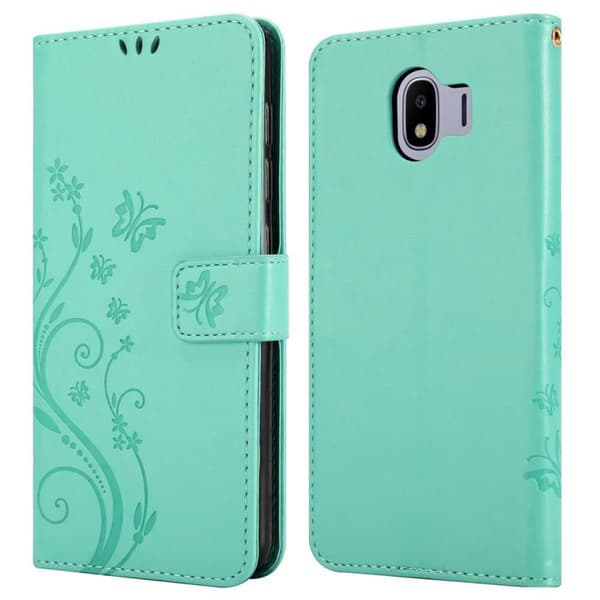 Samsung Galaxy J4 2018 Skal Fodral i blomdesign Mobilskydd Case Cover med magnetisk stängning, ståfunktion och kortplatser