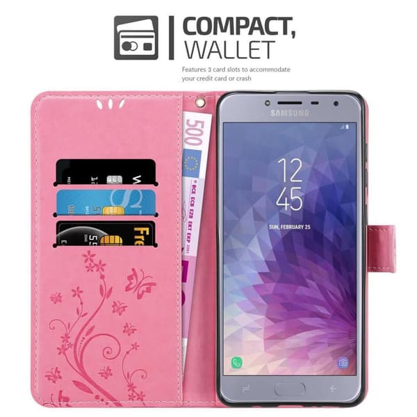 Samsung Galaxy J4 2018 Skal Fodral i blomdesign Mobilskydd Case Cover med magnetisk stängning, ståfunktion och kortplatser