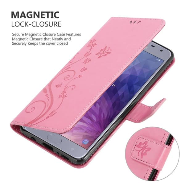 Samsung Galaxy J4 2018 Skal Fodral i blomdesign Mobilskydd Case Cover med magnetisk stängning, ståfunktion och kortplatser