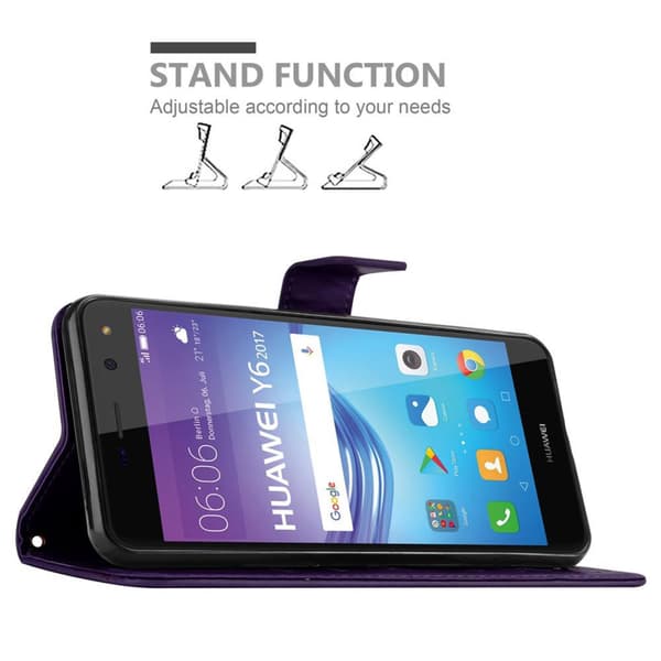 Huawei Y5 2017 / Y6 2017 Suojakotelo Suojakuori Lompakkokotelo Matkapuhelinkotelo Kukat jossa on magneettisuljenta, jalusta-toiminto ja korttipaikat