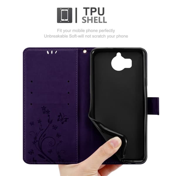 Huawei Y5 2017 / Y6 2017 Suojakotelo Suojakuori Lompakkokotelo Matkapuhelinkotelo Kukat jossa on magneettisuljenta, jalusta-toiminto ja korttipaikat