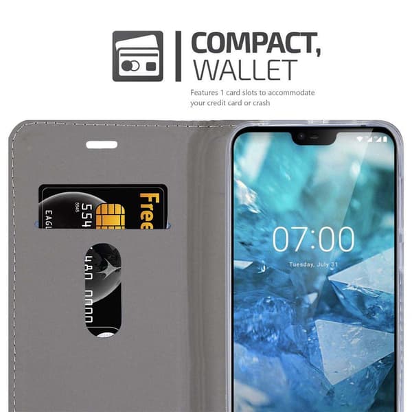 Nokia 7.1 Suojakotelo Suojakuori Lompakkokotelo Matkapuhelinkotelo jossa magneettisuljenta, jalusta-toiminto ja korttitasku
