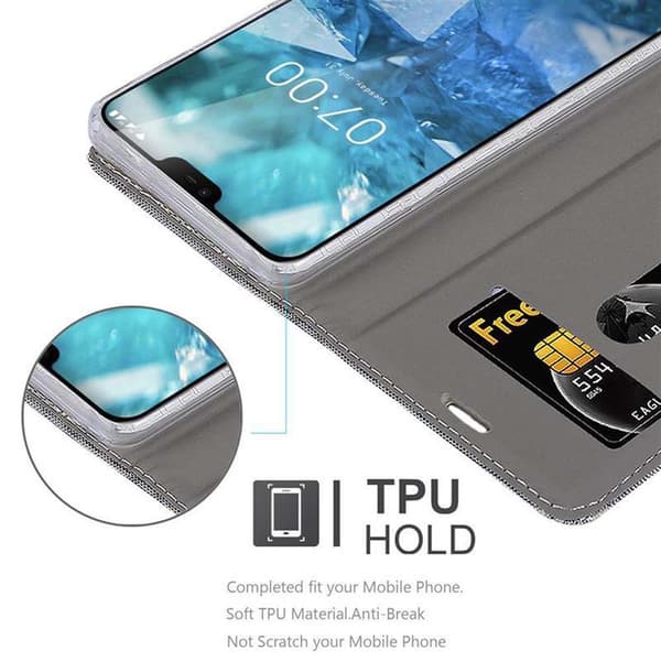 Nokia 7.1 Suojakotelo Suojakuori Lompakkokotelo Matkapuhelinkotelo jossa magneettisuljenta, jalusta-toiminto ja korttitasku