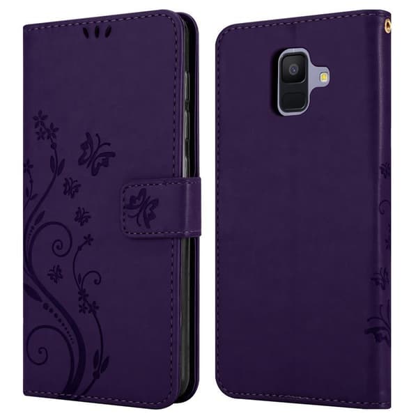 Samsung Galaxy A6 2018 Skal Fodral i blomdesign Mobilskydd Case Cover med magnetisk stängning, ståfunktion och kortplatser