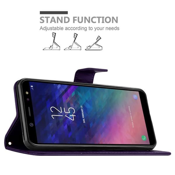 Samsung Galaxy A6 2018 Suojakotelo Suojakuori Lompakkokotelo Matkapuhelinkotelo Kukat jossa on magneettisuljenta, jalusta-toiminto ja korttipaikat