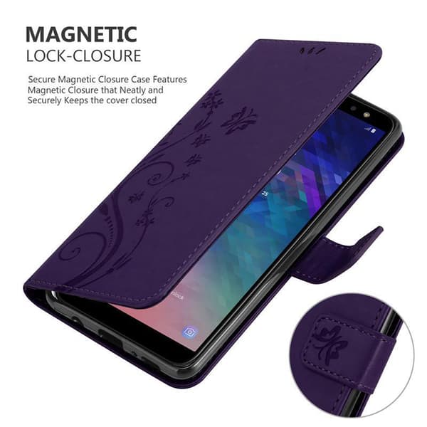 Samsung Galaxy A6 2018 Suojakotelo Suojakuori Lompakkokotelo Matkapuhelinkotelo Kukat jossa on magneettisuljenta, jalusta-toiminto ja korttipaikat