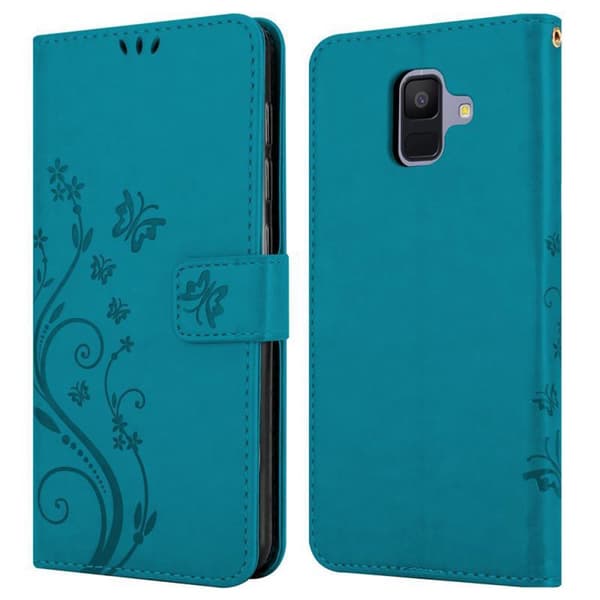 Samsung Galaxy A6 2018 Skal Fodral i blomdesign Mobilskydd Case Cover med magnetisk stängning, ståfunktion och kortplatser