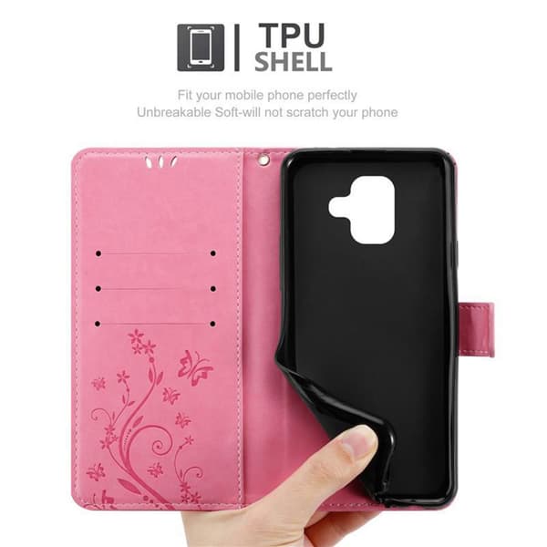 Samsung Galaxy A6 2018 Skal Fodral i blomdesign Mobilskydd Case Cover med magnetisk stängning, ståfunktion och kortplatser