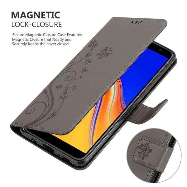 Samsung Galaxy J4 PLUS Suojakotelo Suojakuori Lompakkokotelo Matkapuhelinkotelo Kukat jossa on magneettisuljenta, jalusta-toiminto ja korttipaikat