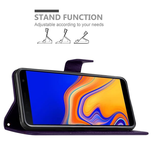 Samsung Galaxy J4 PLUS Suojakotelo Suojakuori Lompakkokotelo Matkapuhelinkotelo Kukat jossa on magneettisuljenta, jalusta-toiminto ja korttipaikat