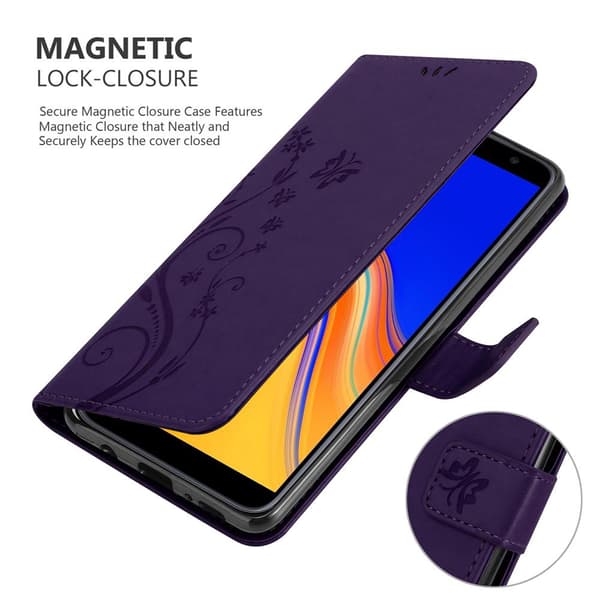 Samsung Galaxy J4 PLUS Suojakotelo Suojakuori Lompakkokotelo Matkapuhelinkotelo Kukat jossa on magneettisuljenta, jalusta-toiminto ja korttipaikat