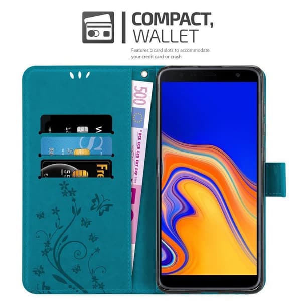 Deksel til Samsung Galaxy J4 PLUS Lommebokdeksel i blomster design med magnetisk lukking, stativfunksjon og kortplasser