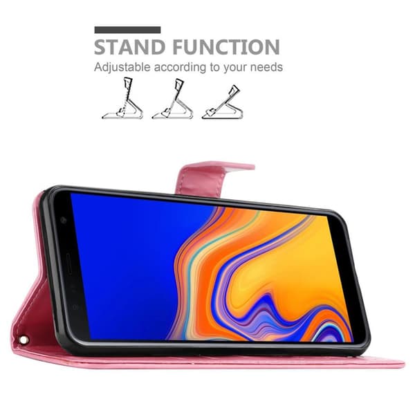Samsung Galaxy J4 PLUS Suojakotelo Suojakuori Lompakkokotelo Matkapuhelinkotelo Kukat jossa on magneettisuljenta, jalusta-toiminto ja korttipaikat