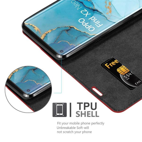 Oppo FIND X2 PRO Suojakotelo Suojakuori Lompakkokotelo Matkapuhelinkotelo jossa magneettisuljenta, jalusta-toiminto ja korttitasku